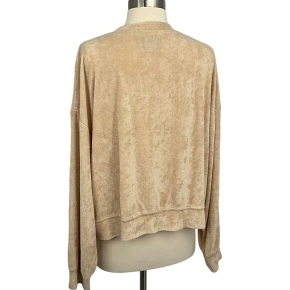 Anthropologie All Fenix S French Terry Sweatshirt Tan Long Sleeve Crew Neck - Picture 6 of 9